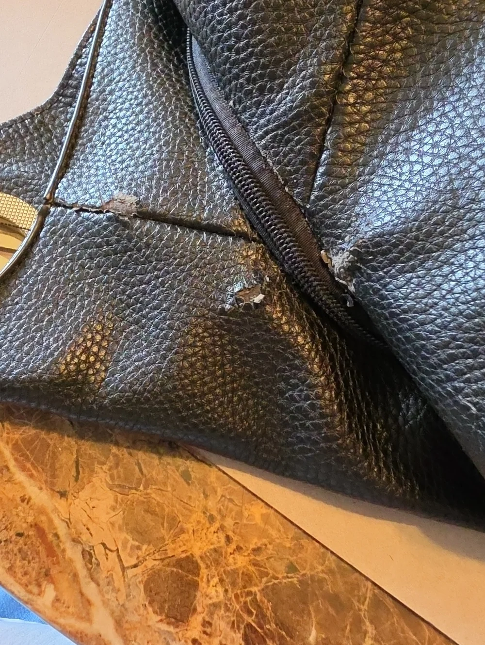 Michael Kors Black Pebbled Leather Shoulder Hobo with Gold Hardware